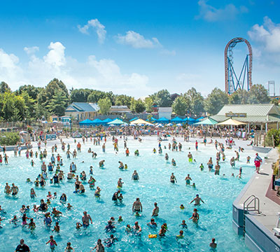 The shore wave pool with coaster in background