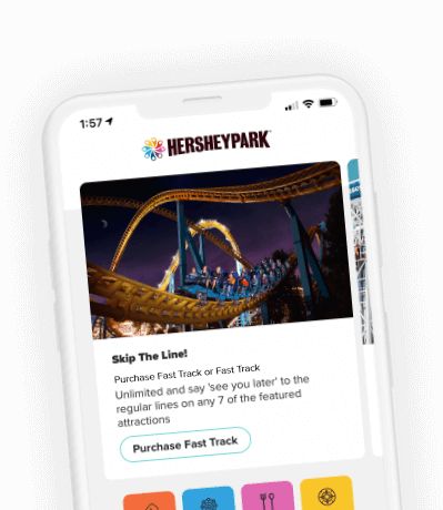 Mobile device displaying the Hersheypark app