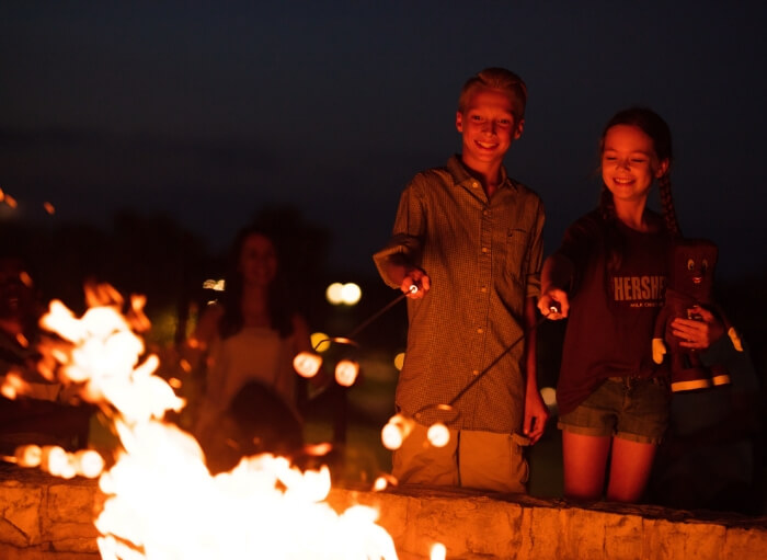 Children enjoying a campfire at The Hotel Hershey