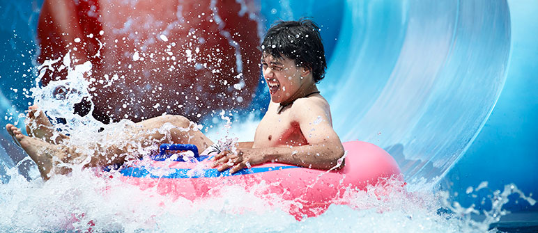 boy on waterslide