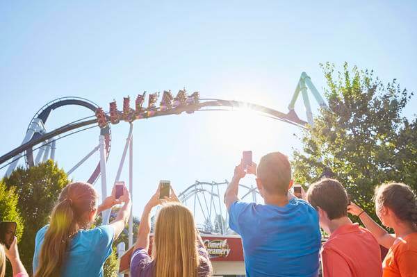 Students observing a rollercoaster